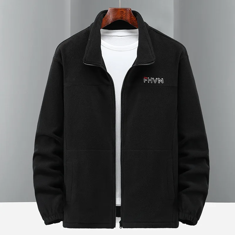 Мужское флисовое пальто с воротником-стойкой Осень-зима