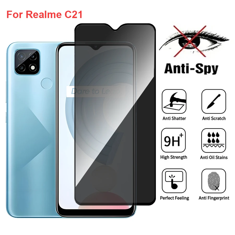Фото Для Realme C21 RMX3201 антишпионская защитная пленка из закаленного стекла, совместимая с RealmeC21, полноэкранная пленка для телефона №1