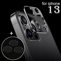 1 set metal camera lens tempered glass screen protector for iphone 13 mini pro max aluminum alloy ring film for iphone 13 case