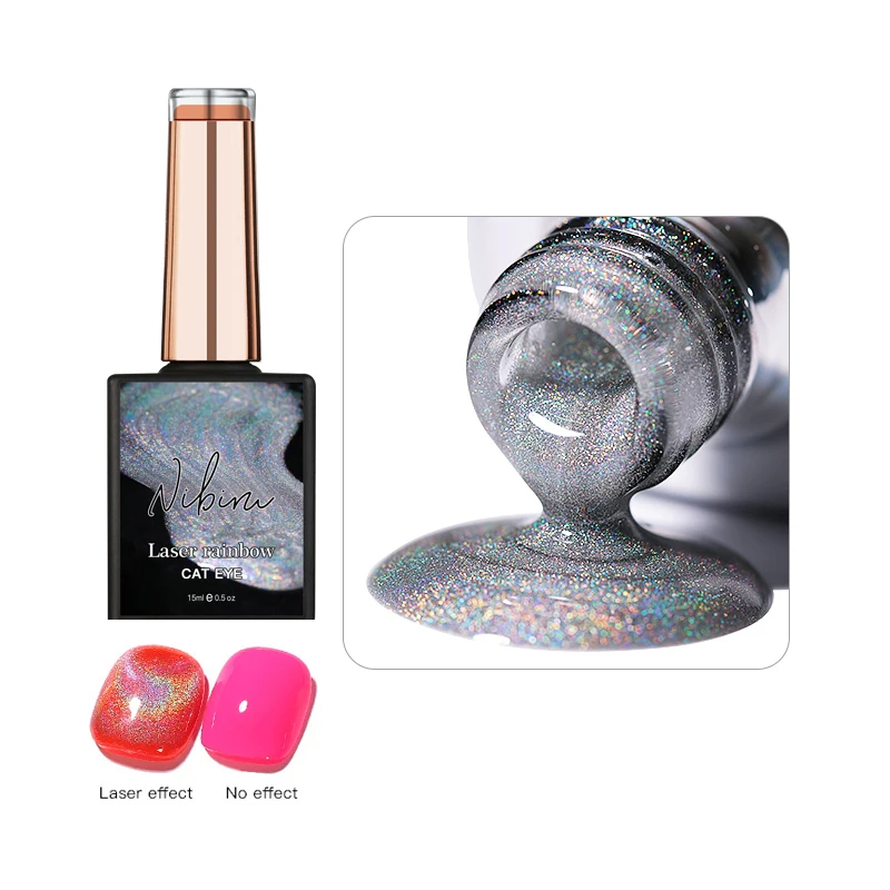 

Магнитный лак для ногтей, 15 мл, 3D Гель-лак «кошачий глаз», Полупостоянный лак, волшебный блестящий эффект, светло-розовый, профессиональный д...