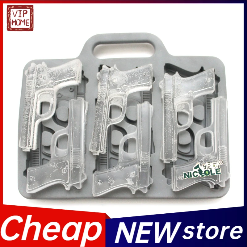 

Party Drink Ice Cube Maker Silicone Mold 6-Creative Handgun Ice Tray Pistol Gun Style Ice Mould