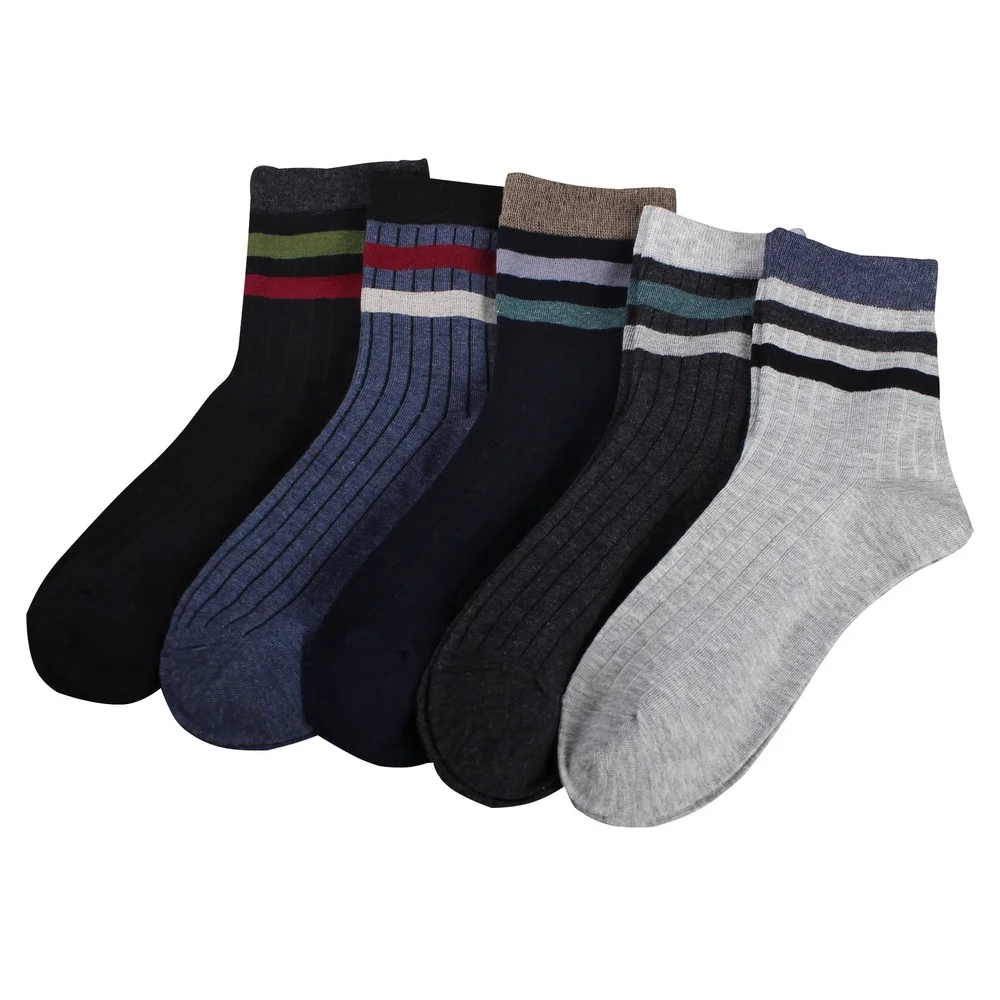 10 Pairs Cotton Medium Tube Short Socks Men Breathable Striped Printed Socks Solid Color Business Socks Spring Summer Stockings