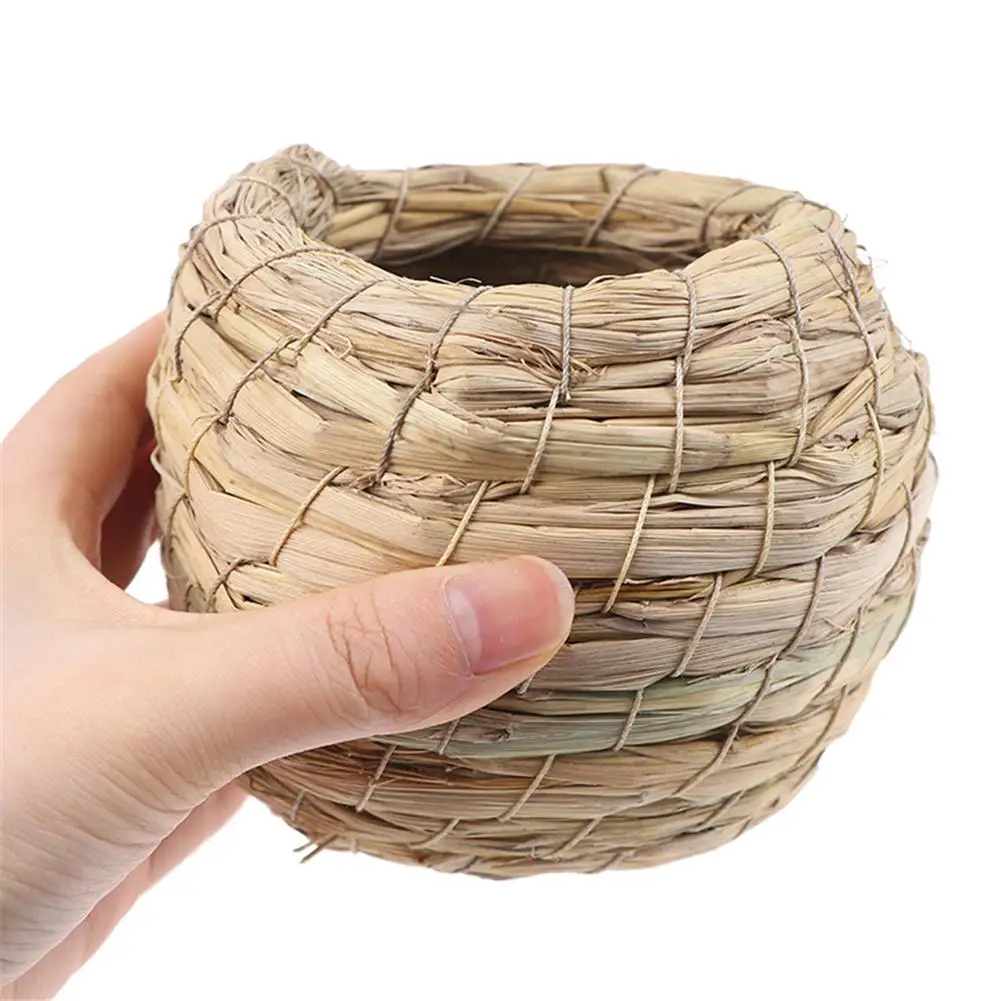 1pc Natural Handmade Straw Bird Nest Pigeon House Parrot Nest Warm Pet Bedroom Courtyard Small Animal Bird Cages images - 6
