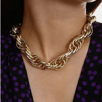 luxhoney punk street fashion gold plated chunky rope chain statement choker necklace for women punker in party