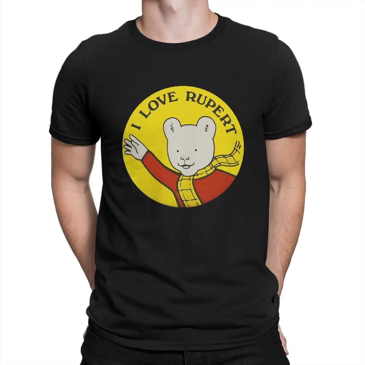 

Funny I Love T-Shirts for Men O Neck Cotton T Shirts Rupert Bear Short Sleeve Tee Shirt Gift Idea Clothing