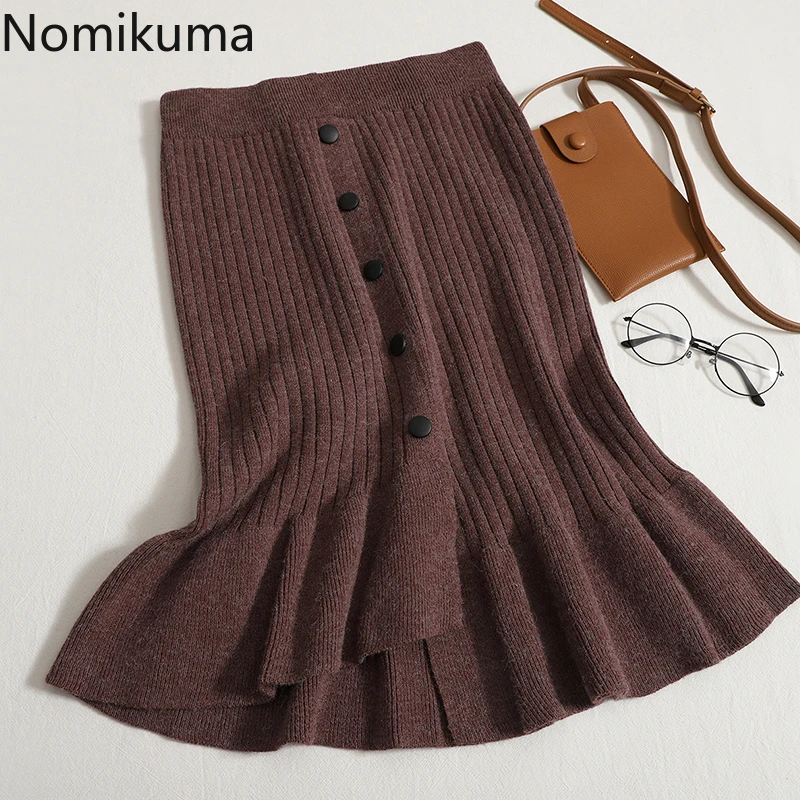 

Юбка Nomikuma для женщин, Осень-зима, высокая талия, тонкая, облегающая, простая Женская мода 2022
