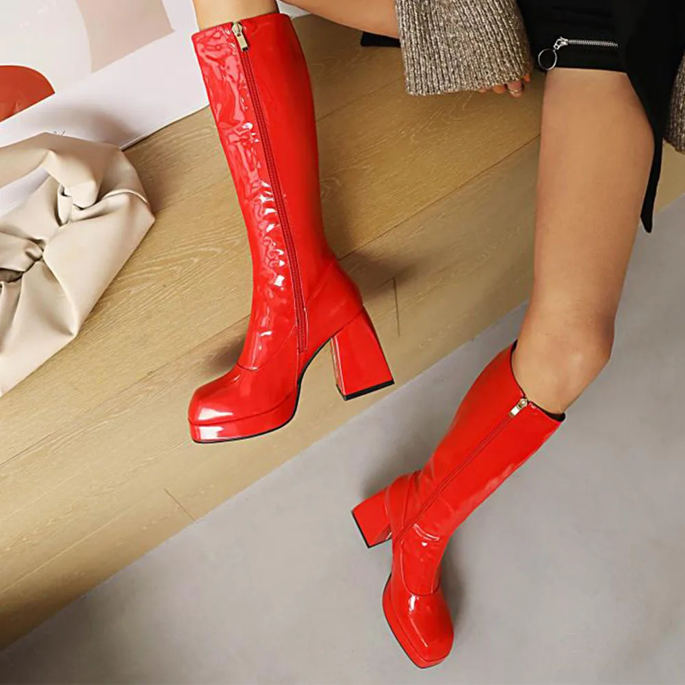 Platform Trendy Women Knee-high Boot 2022 Winter Brand New Fashion Elegant Office Lady Women Modern Boot Shoes Big Size 43