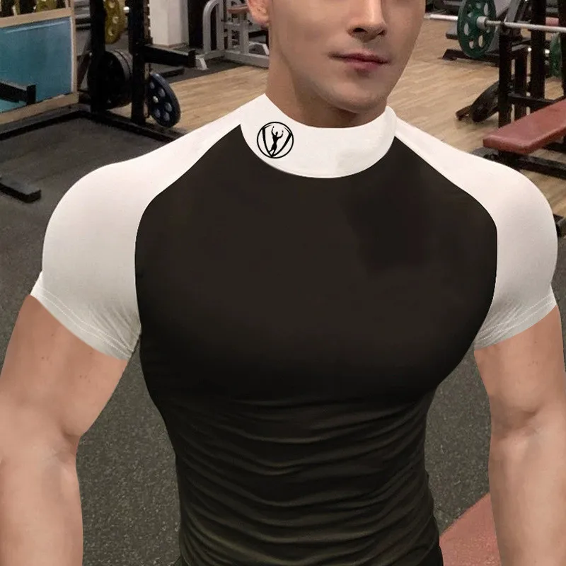 

New Summer Quick Dry Gym Fitness Men's Sportswear Raglan Sleeve Fashion Print Men's Short Sleeve T-Shirt Top