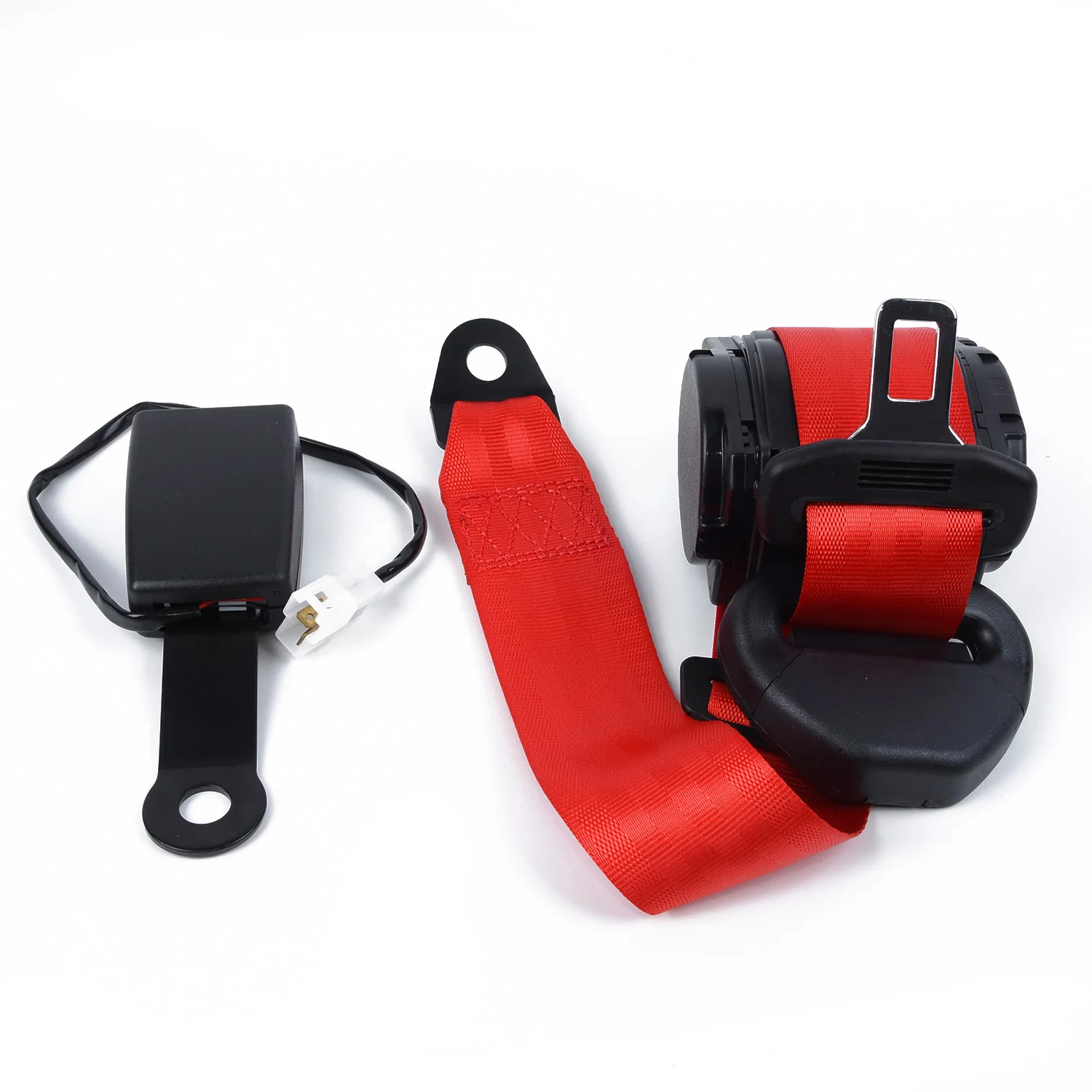 

Red Car Seat Belt Lap Belt 3-Point Safety Strap Adjustable Retractable High Strength Polyester Safety Belt Lock Catch