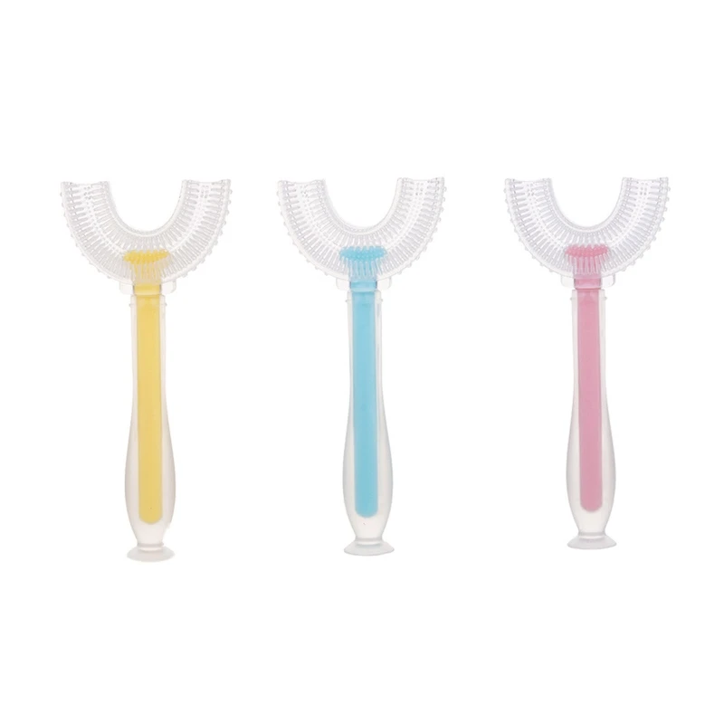 

Handheld 360 °U-shaped Baby Toothbrushes Soft Silicone Brush Head Mouth Toothbrush with Handle Teeth Brushes Kids Teeth Cleaner