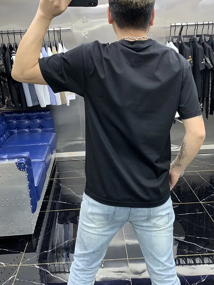 Мужская одежда летняя Корейская версия Молодежный пуловер с круглым вырезом