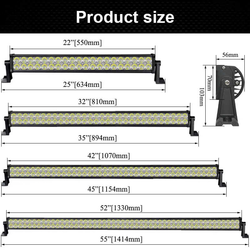 Прямой внедорожник 22 дюйма 32 42 52 12 В 24 для внедорожника автомобильная Внутренняя