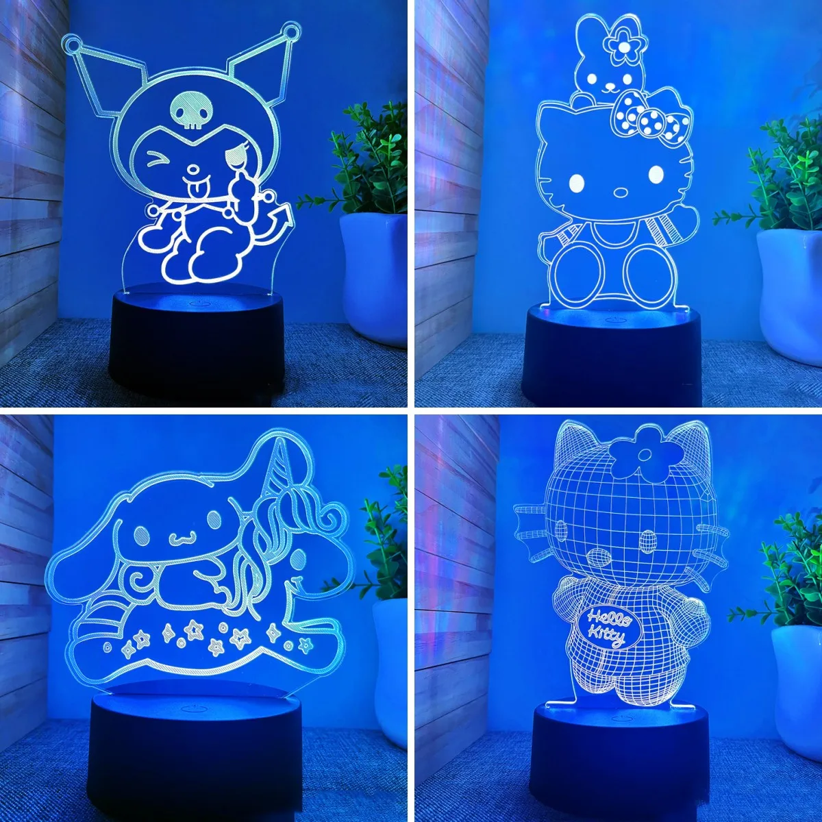 

Sanrio HelloKitty MyMelody Kuromi Night Light Kawaii Anime LED Desktop Creative Atmosphere Light Girls Bedside Decoration Gift