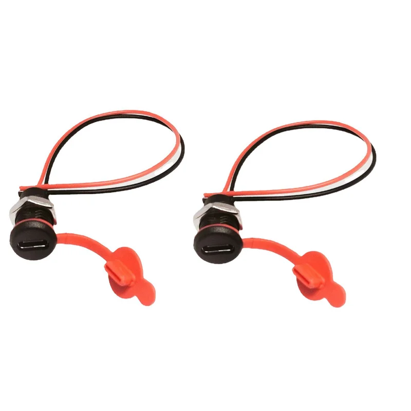

2pcs USB TYPE-C Cable Connector 2P Waterproof Welding Wire Female Socket Interface Charging Jack Port