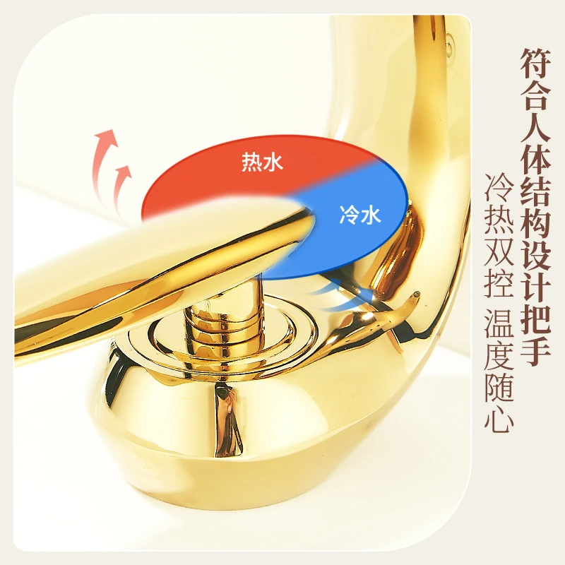 Роскошный смеситель для умывальника золотого цвета ванной комнаты полностью