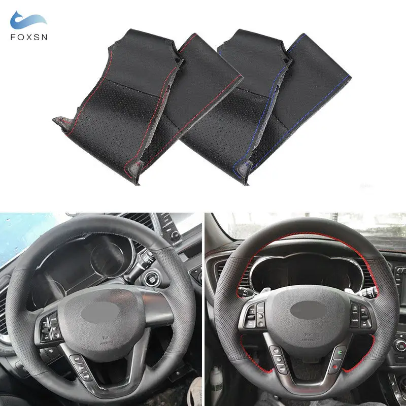 

Hand Braid Perforated Microfiber Leather Car-styling Steering Wheel Cover Trim For Kia K5 Optima 2008 2009 2010 2011 2012 2013