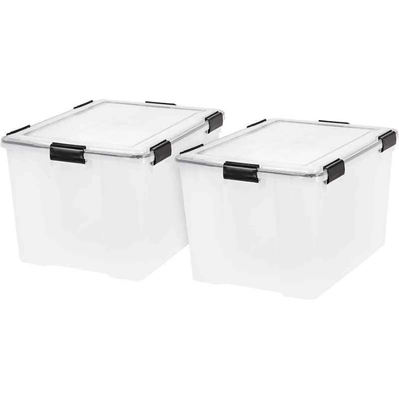 

IRIS USA 2Pack 74qt WEATHERPRO Airtight Plastic Storage Bin with Lid and Seal and Secure Latching Buckles