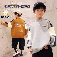boys fleece lined sweater winter 2022 new childrens thickened bottoming shirt middle and big children boys top