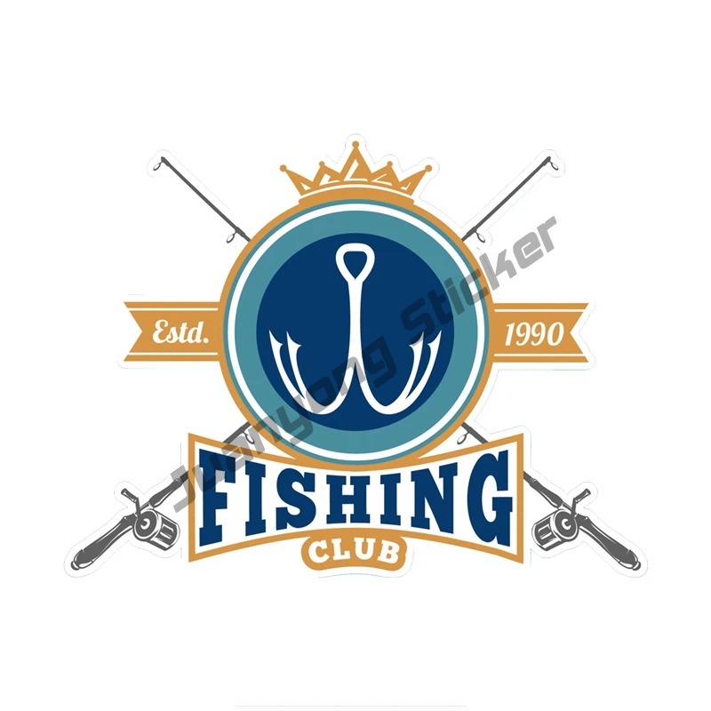 

Fishing Club Art Pattern Cartoon Personality Car Sticker Coloful Decals Motorcycle Accessories Trunk Laptop Sticker PVC12x16cm