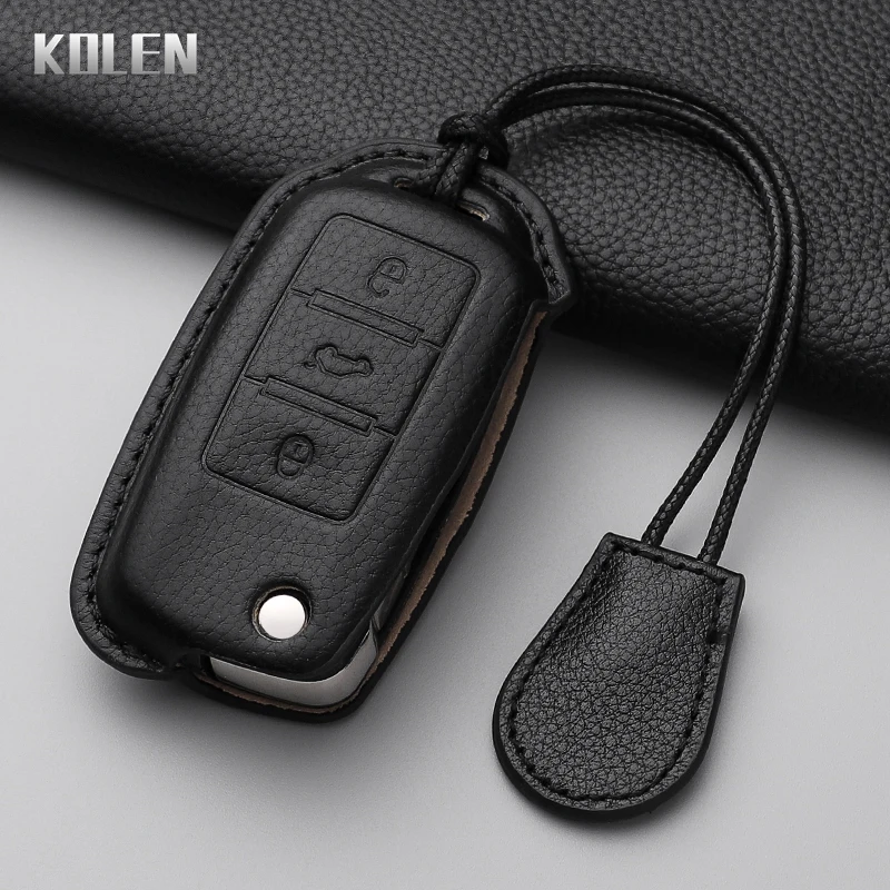 

Кожаный чехол для автомобильного ключа, брелок для VW Volkswagen Polo Tiguan Passat B5 B6 B7 Golf 4 5 6 MK6 Jetta Lavida для Skoda Octavia