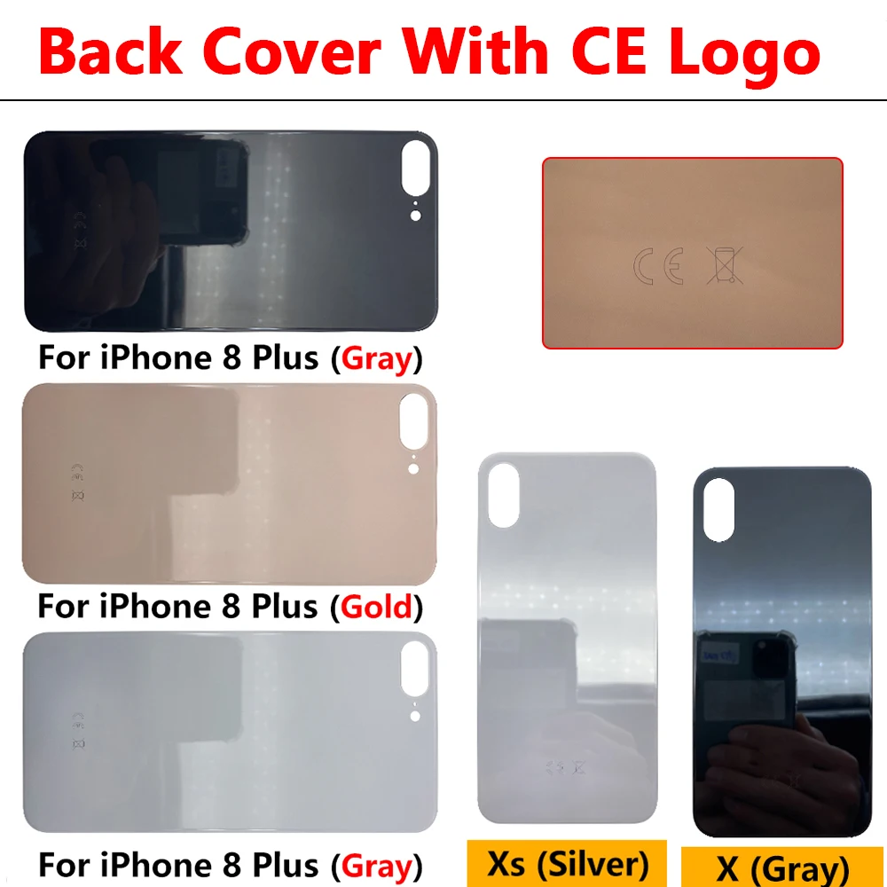 

20Pcs Wide Bigger camera hole Back Battery Glass Cover With CE For IPhone X XS 8 Plus Rear Housing Door With Glue Sticker Promo