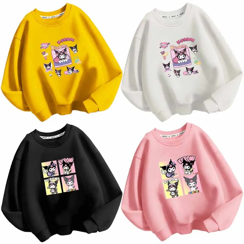 

Sanrios аниме мультфильм Kuromi детская весенне-осенняя одежда топы пуловер свитер кавайная Милая Толстовка с длинным рукавом для девочек