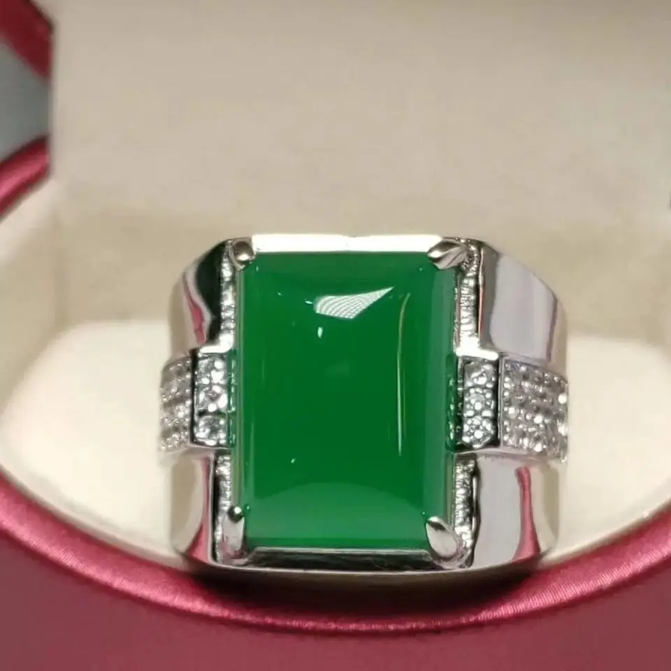 

Natural chalcedony inlaid agate rings for women rings resizable rings for women men luxury jewelry ring wedding ring