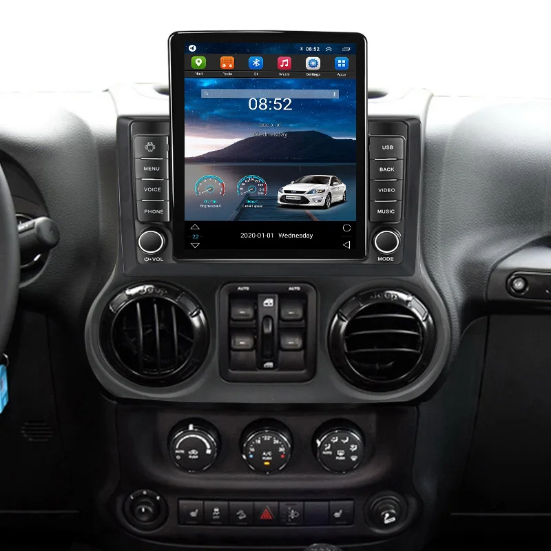 Автомобильный мультимедийный плеер 8G + 128G Carplay Android 11 для Jeep Wrangler 3 JK 2011-2016 Tesla Style