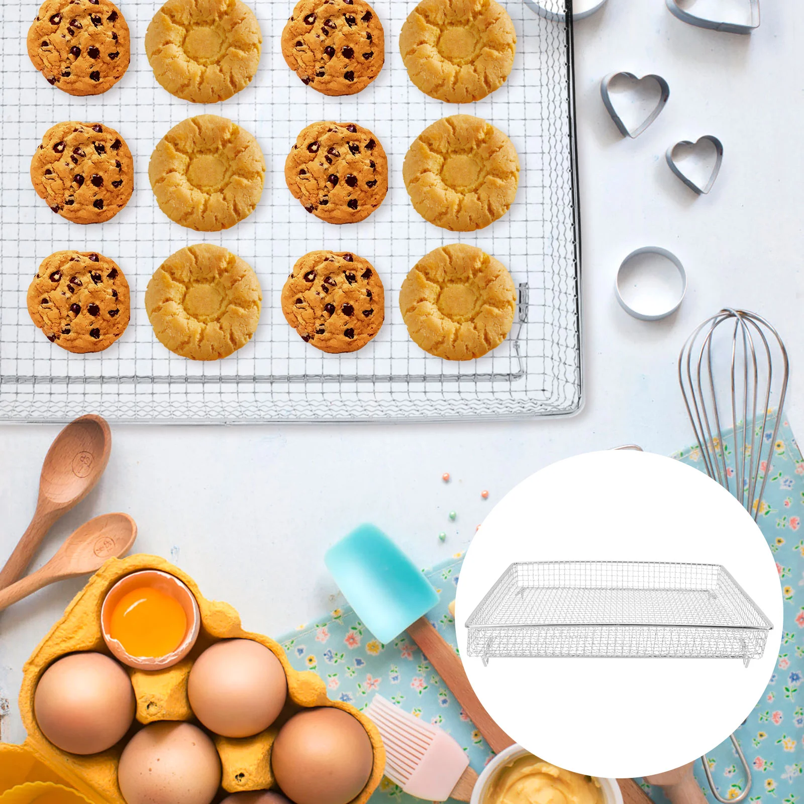 

Wedding Cookies Non-stick Air Fryer Tray Bakery Cooling Basket Accessories Stainless Steel Baking Cake Mesh