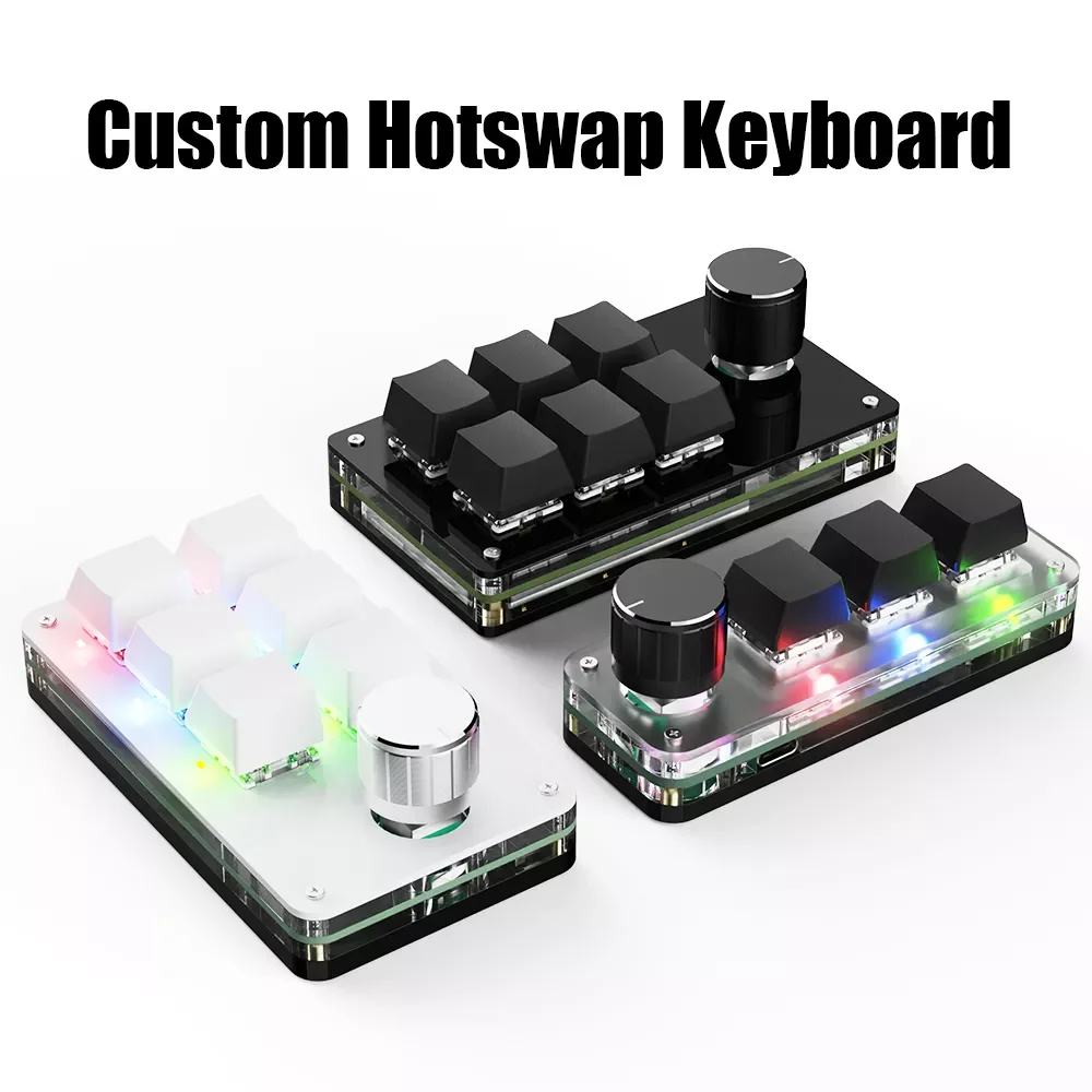 

Programming Macro Custom Knob Keyboard RGB 3 Key Copy Paste Mini Button Photoshop Gaming Keypad Mechanical Hotswap Macropad