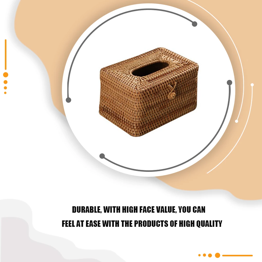 

Tissue Box Rattan Desktop Napkin Holder Organizer Paper Office Living