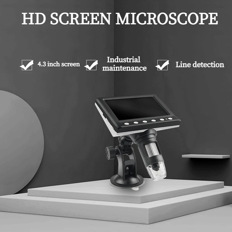 Микроскоп HD с ЖК-дисплеем 4 3 дюйма 1000-кратное увеличение USB микроскоп монетами