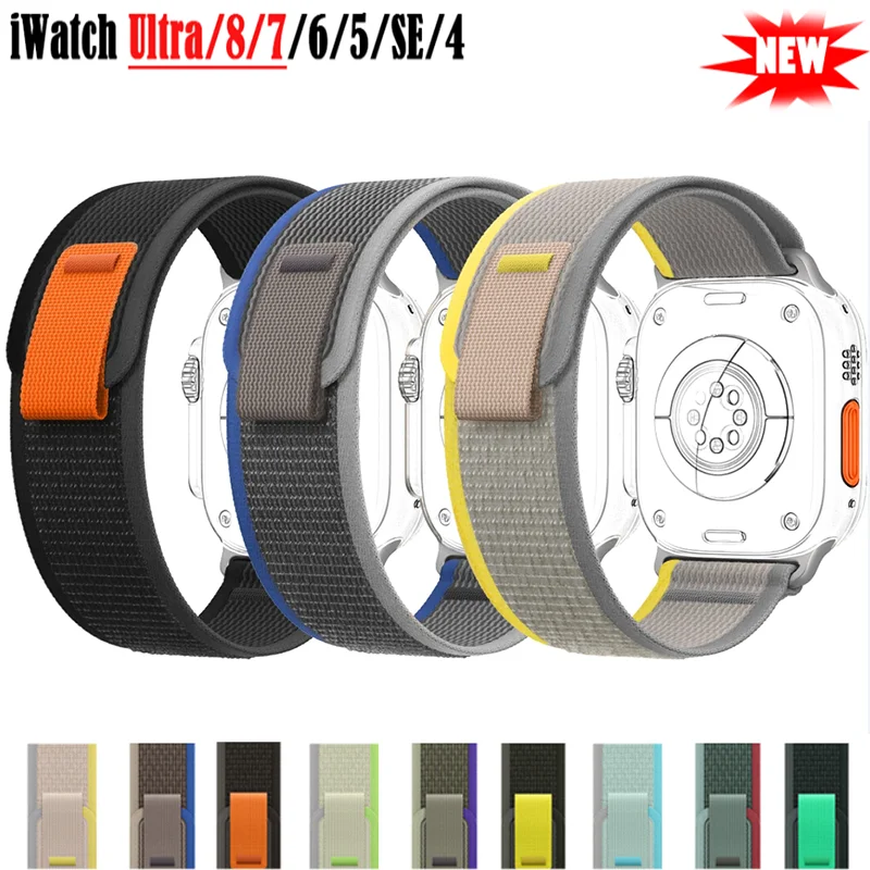 

Ремешок нейлоновый для apple watch ultra, спортивный браслет для apple watch ultra 49 мм, band 44 мм 40 мм 45 мм 41 мм 42 мм 38 мм, iWatch series 7 6 5 4 3 se 8