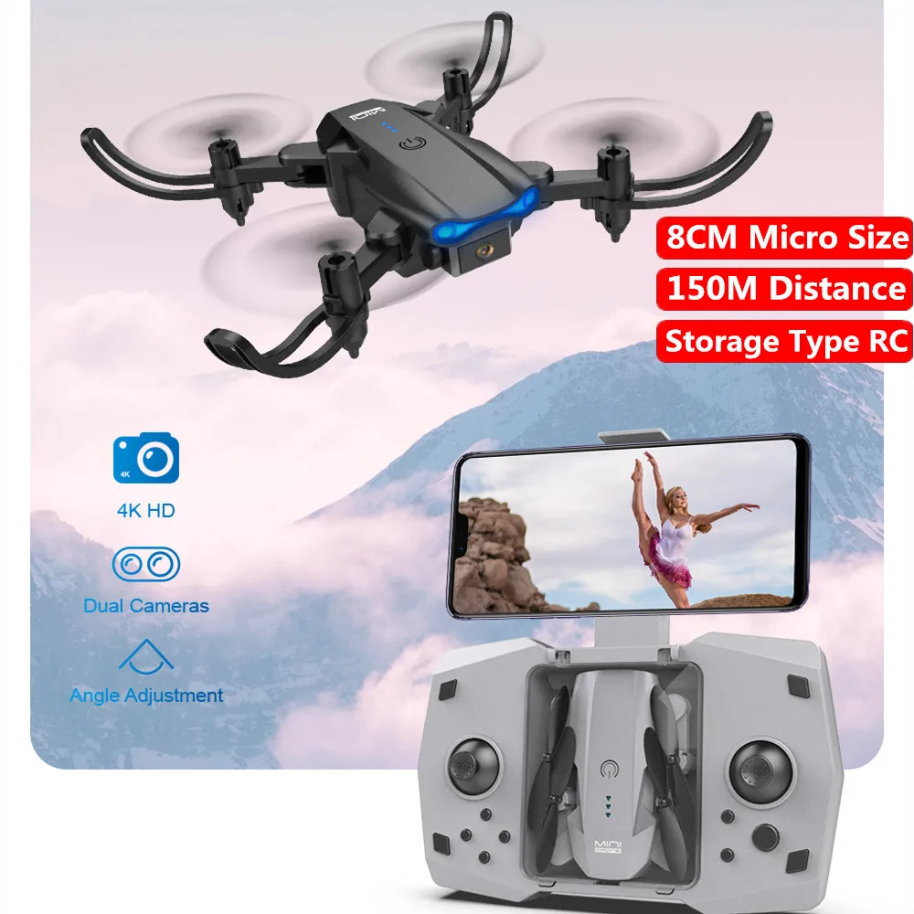 

Мини-Дрон 4K HD Двойная камера Wi-Fi Fpv портативный складной Квадрокоптер с одной кнопкой возврата 3D переворачивающийся вертолет на дистанционном управлении детские игрушки подарок