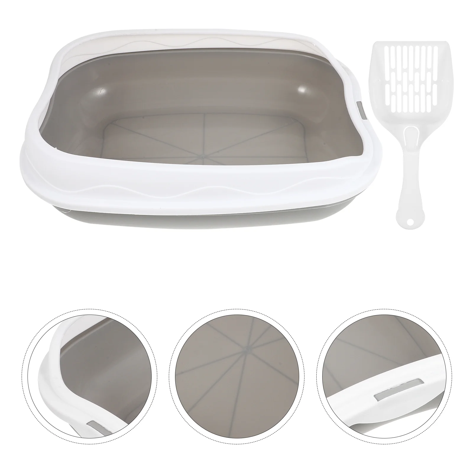 

1 Set Cat Litter Box Kitten Litter Pan Anti-Splashing Cat Toilet Pet Plastic Toilet (Grey)