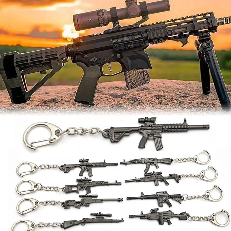 Новая модель оружия брелок с пистолетом черного цвета пулемета для ключей сумка