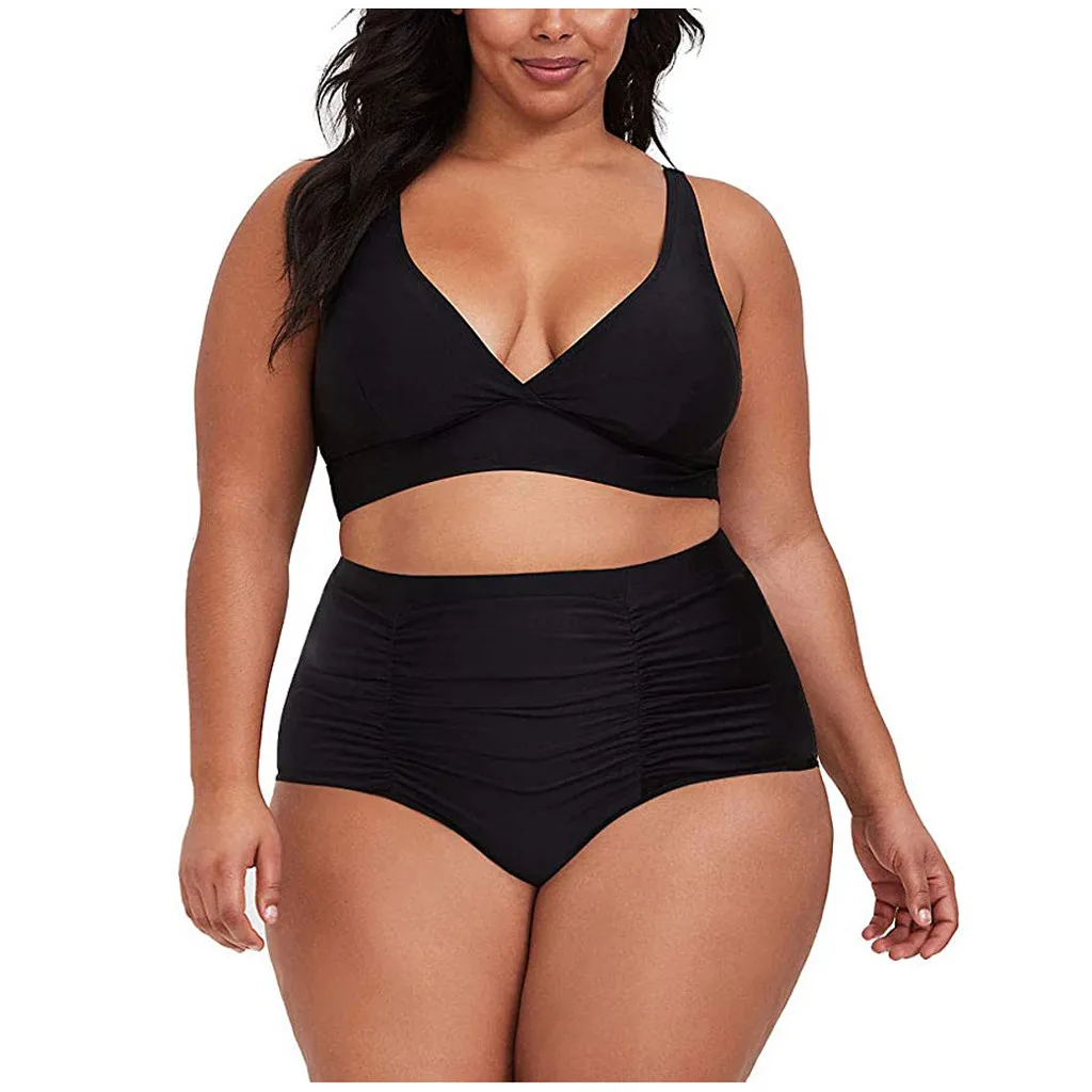 

Women'S Plus Size Solid Color Bikini Two-Piece Swimsuit Beachwear Set Tankini Swimwear Women 2023 Swimwear Women'S Bathing Suits