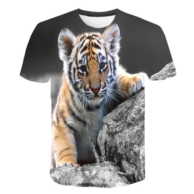 

2021 Summer Short Sleeve Realistic Animal T-Shirt Fashion Personality Large Size Printing Men Round Neck T-Shirt Short Sleeve