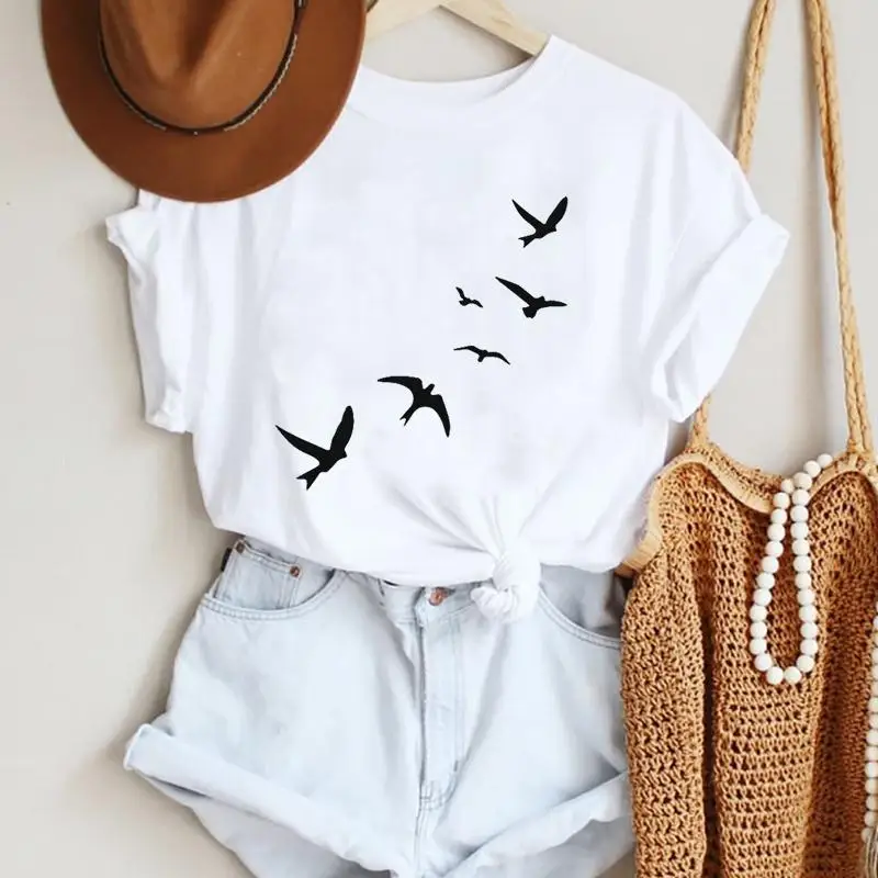 

Women Cartoon Bird New Lovely Cute Trend 90s Style Fashion Summer Lady Print Tee Graphic T Top Female Tshirts Clothes T-Shirt