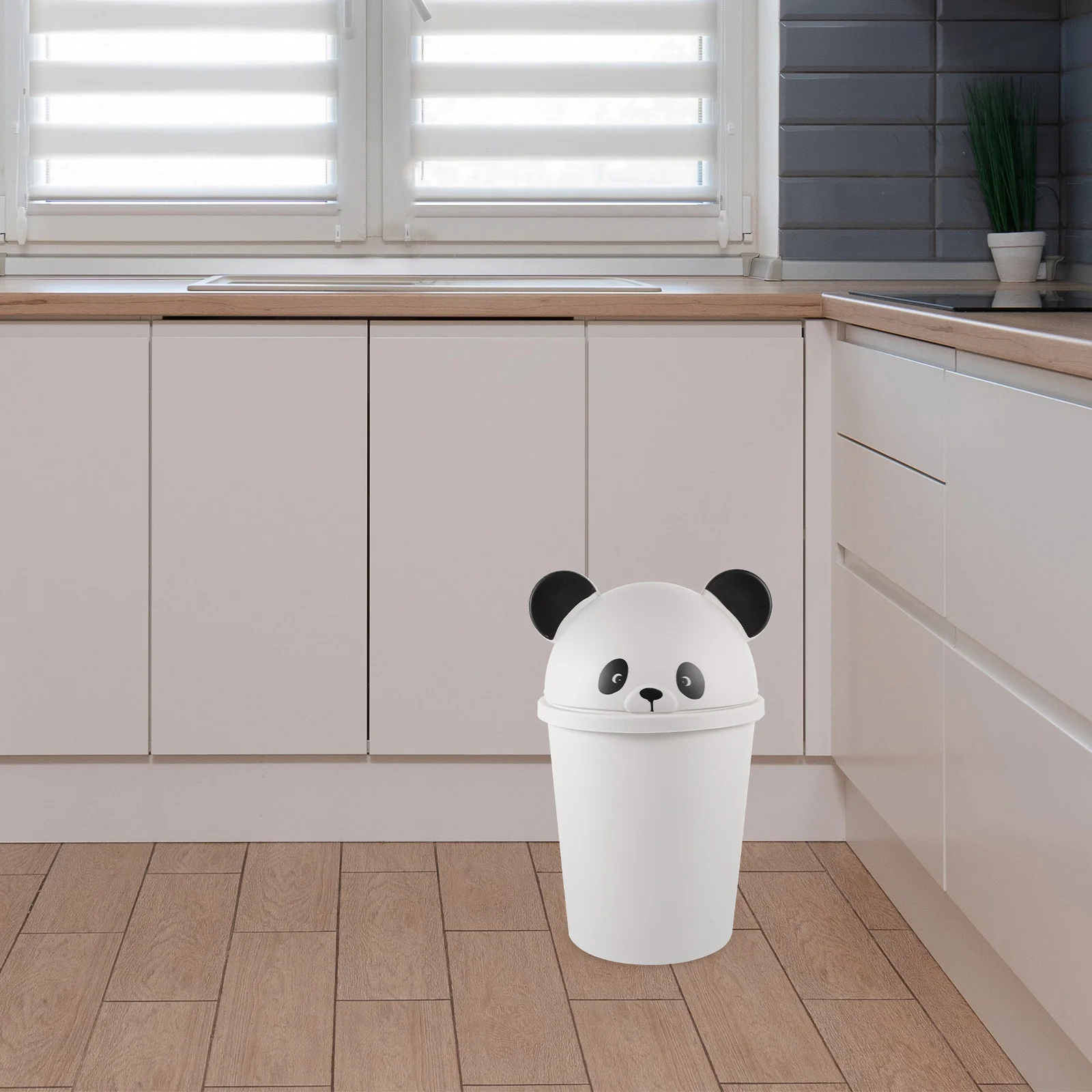 

Trash Bin With Lid Can Bathroom Trashcans Dog for Poop Outdoor Desktop Cartoon Garbage Decor
