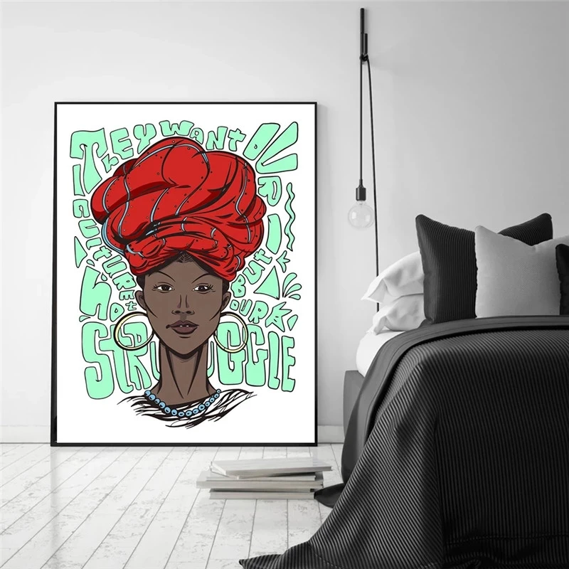 

Canvas African Printed Wall Artwork Black Queen Poster Painting Modern Home Decoration Modular Pictures No Frame For Living Room