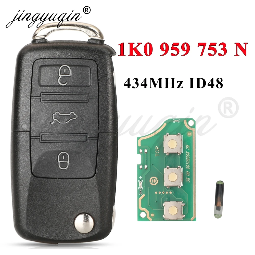 

Jingyuqin Автомобильный дистанционный ключ для 1K 0959753 N ID48 для VW PASSAT b5 b6 Skoda Fabia Octavia Fabia CADDY GOLF JETTA POLO