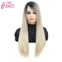 ombre blonde 613 synthetic hair wigs long straight hair synthetic wigs full machine made ombre 99j burg color hair wigs 26infxks
