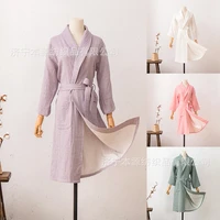 pure cotton couple nightgown double gauze bathrobe kimono sleep top home wear soft robe new za