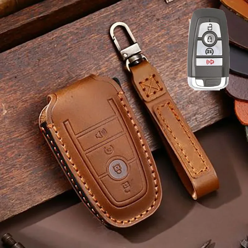 

Оригинальный кожаный чехол для автомобильного ключа Ford Bronco 2021-2023, F150 Sasquatch, Ford Edge, St, Escape, Expedition, Maverick, Mustang