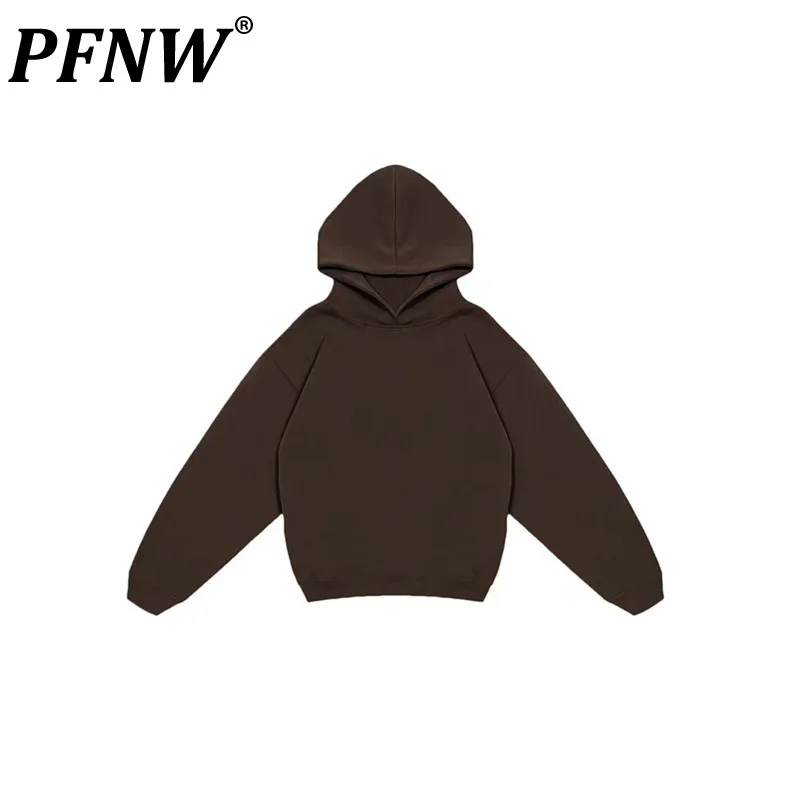 

PFNW Spring Autumn Men's American Style Simple Solid Color Hooded Pullovers Fashion Silhouette Handsome Loose Tide Coat 12A8044