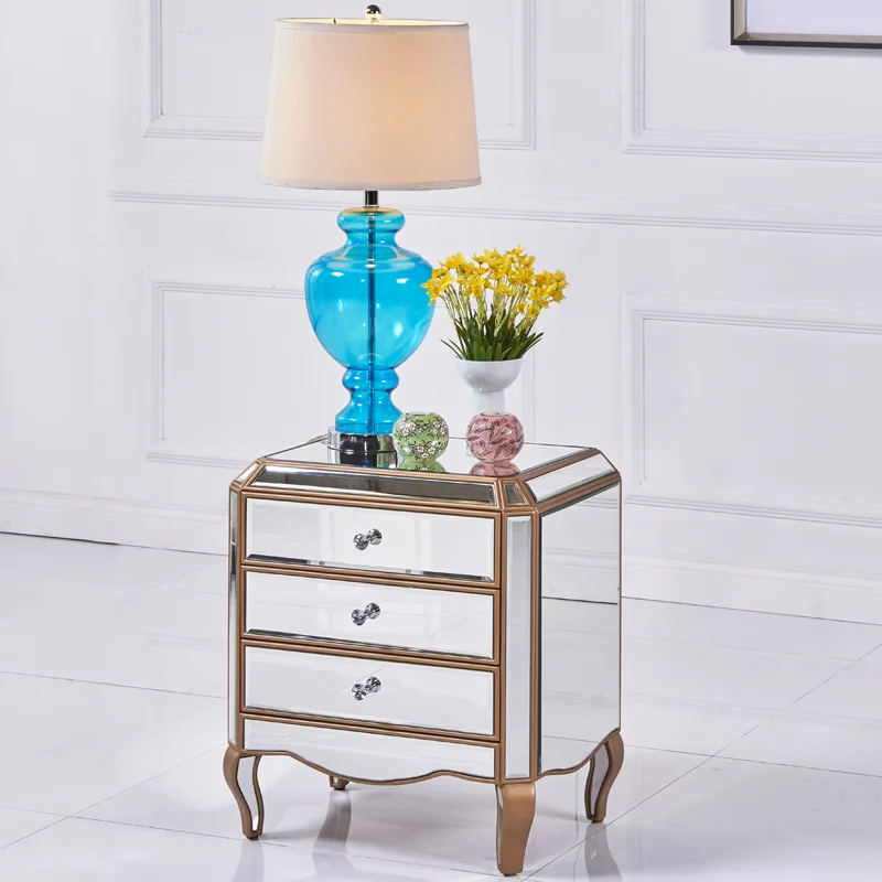

Furniture factory direct sales mirror glass nightstand bedroom bedside cabinet drawer storage storage cabinet