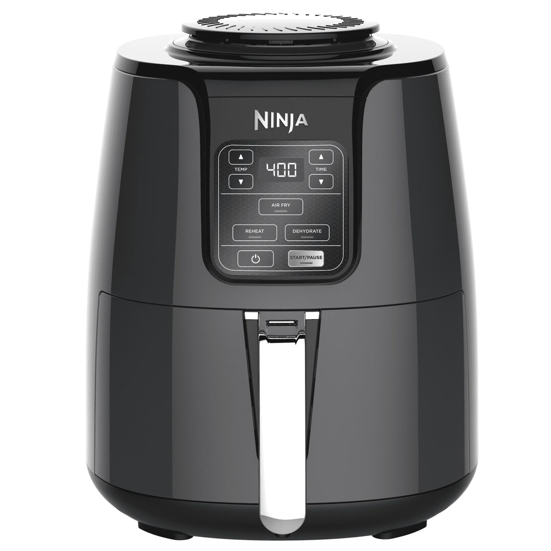 4 Quart Air Fryer with Reheat & Dehydrate, Black, Silver, AF100WM