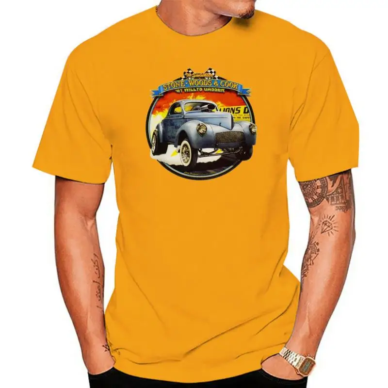 

Футболка с надписью Drag Racing, футболка 41 Willys Hot Rod, Повседневная Уличная футболка с изображением гасера камня Вудса, приготовления пищи, малень...