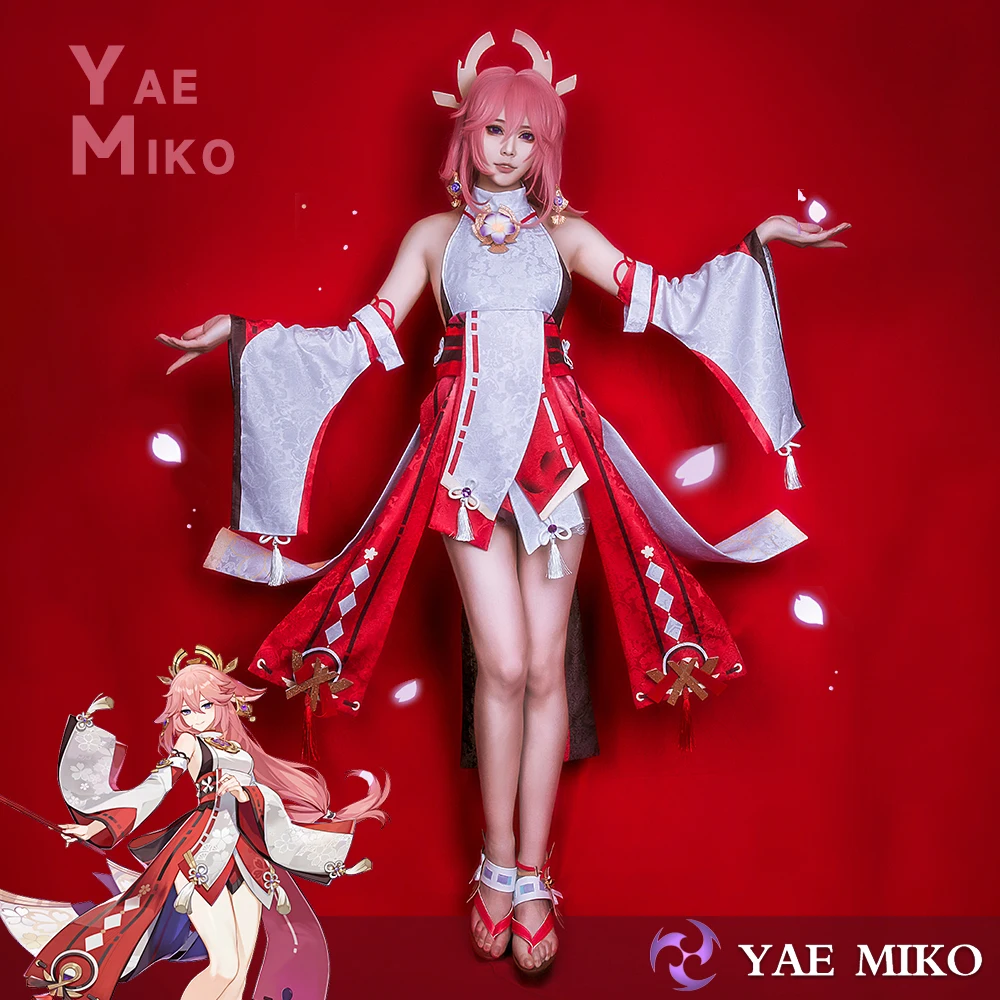

Костюм для косплея Yae Miko Genshin Impact, одежда для вечерние Guuji Yae, полный комплект Guuji Yae, парик, головной убор, игровой костюм для женщин